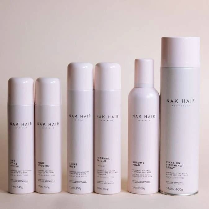 This is an image of the NAK Hydrate range of six different products in the NAK Hair care range