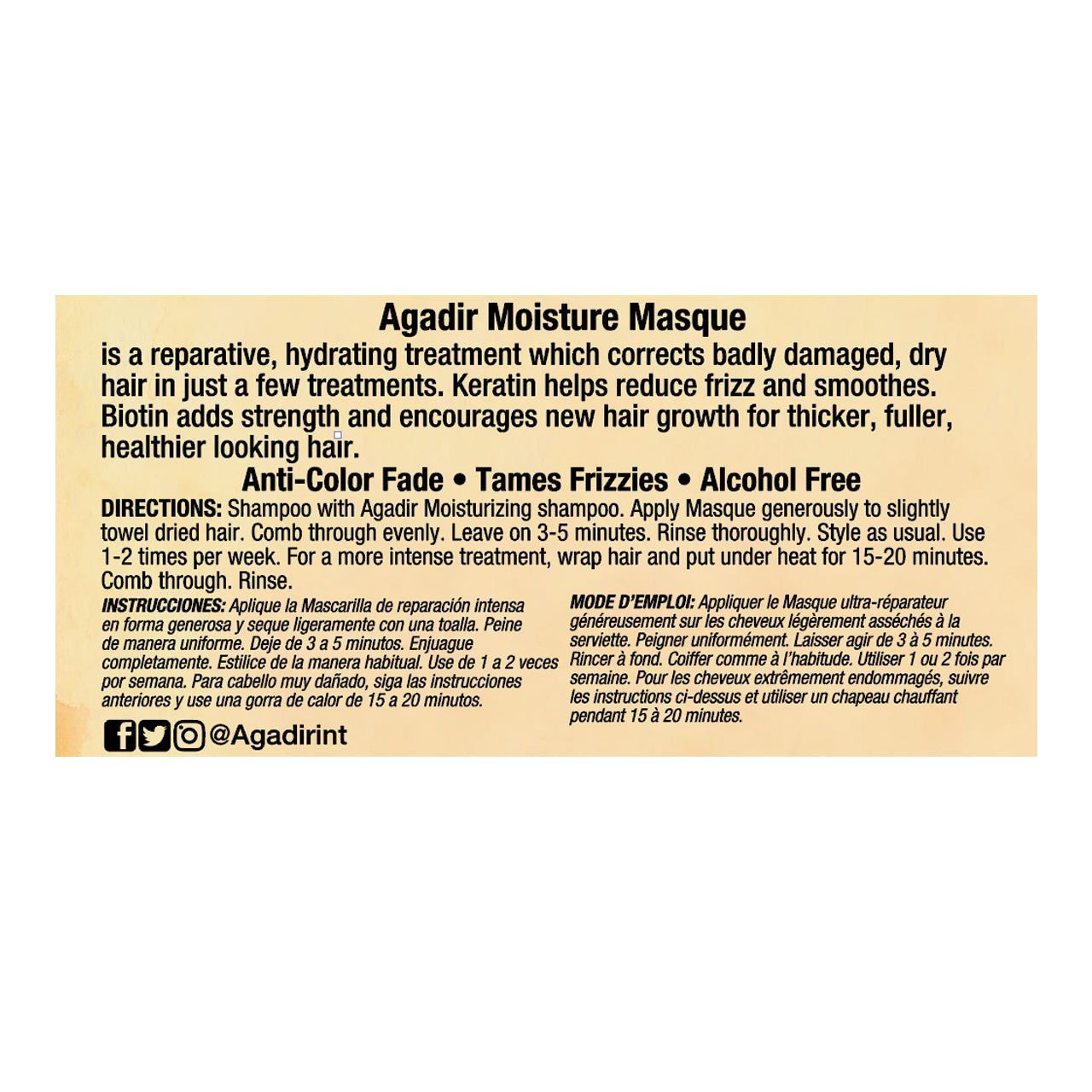 Agadir Argan Oil Moisture Masque 236ml jar next to argan nuts and oil, highlighting natural ingredients.