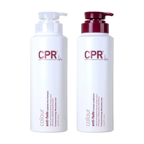 CPR Colour anti fade shampoo and conditioner duo set is a gentle, colour extending cleanser and conditioner with intelligent botanical proteins that adhere to the cuticle and cortex to bind colour molecules and capture colour radiance