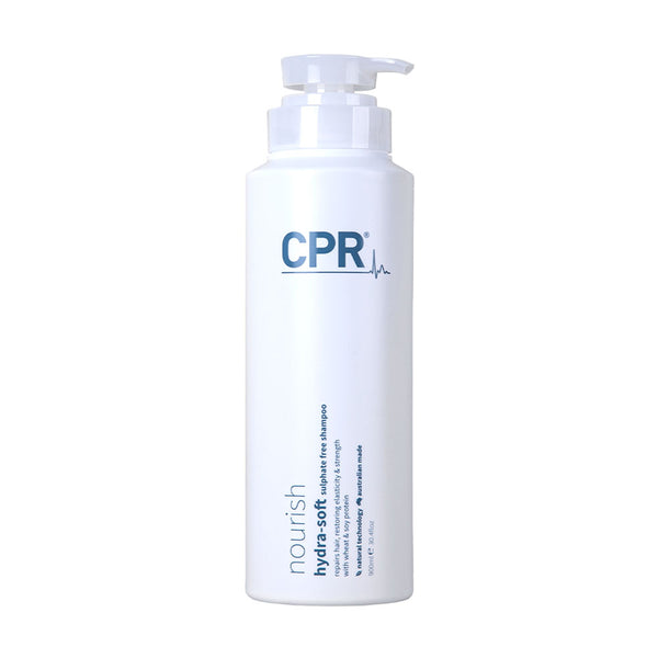 CPR Nourish Hydra Soft Shampoo bottle on a white background, designed for deep cleansing and nourishing hair, inspired by the Australian climate and outdoor lifestyle.