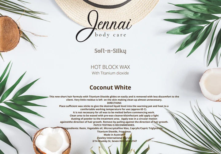 Jennai Soft n' Silky Block Wax - Coconut 1KG