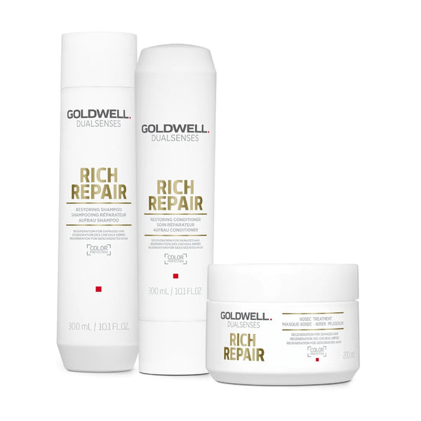 Goldwell DualSenses Rich Repair Shampoo, Conditioner and Treatment Trio Pack