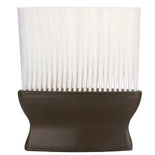 Hairbrush with white bristles and brown handle on a white background