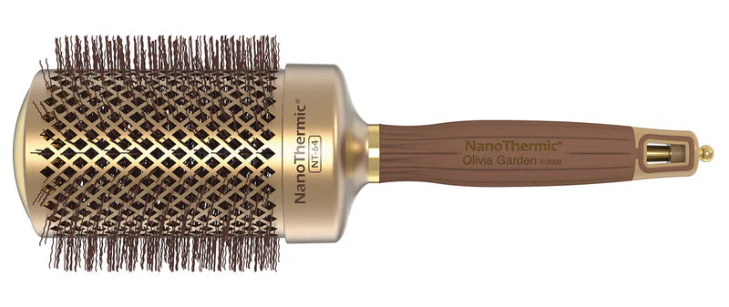 Olivia Garden NanoThermic Gold Round Thermal Brush: The Ultimate Styling Tool 64M