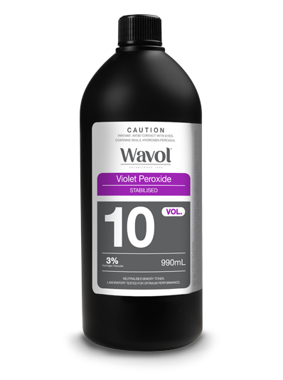 Achieve flawless hair lightening with Wavol Violet Peroxide 10Vol 990ml, a high-performance cream developer 