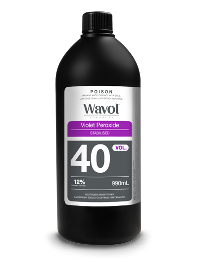 Achieve flawless hair lightening with Wavol Violet Peroxide 40Vol 990ml, a high-performance cream developer 