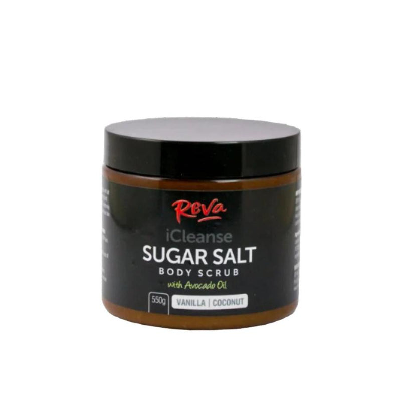 Reva ICleanse Sugar Salt Body Scrub. This luxurious blend combines the best of both worlds gentle sugar and detoxifying salt to reveal radiant, silky-smooth skin