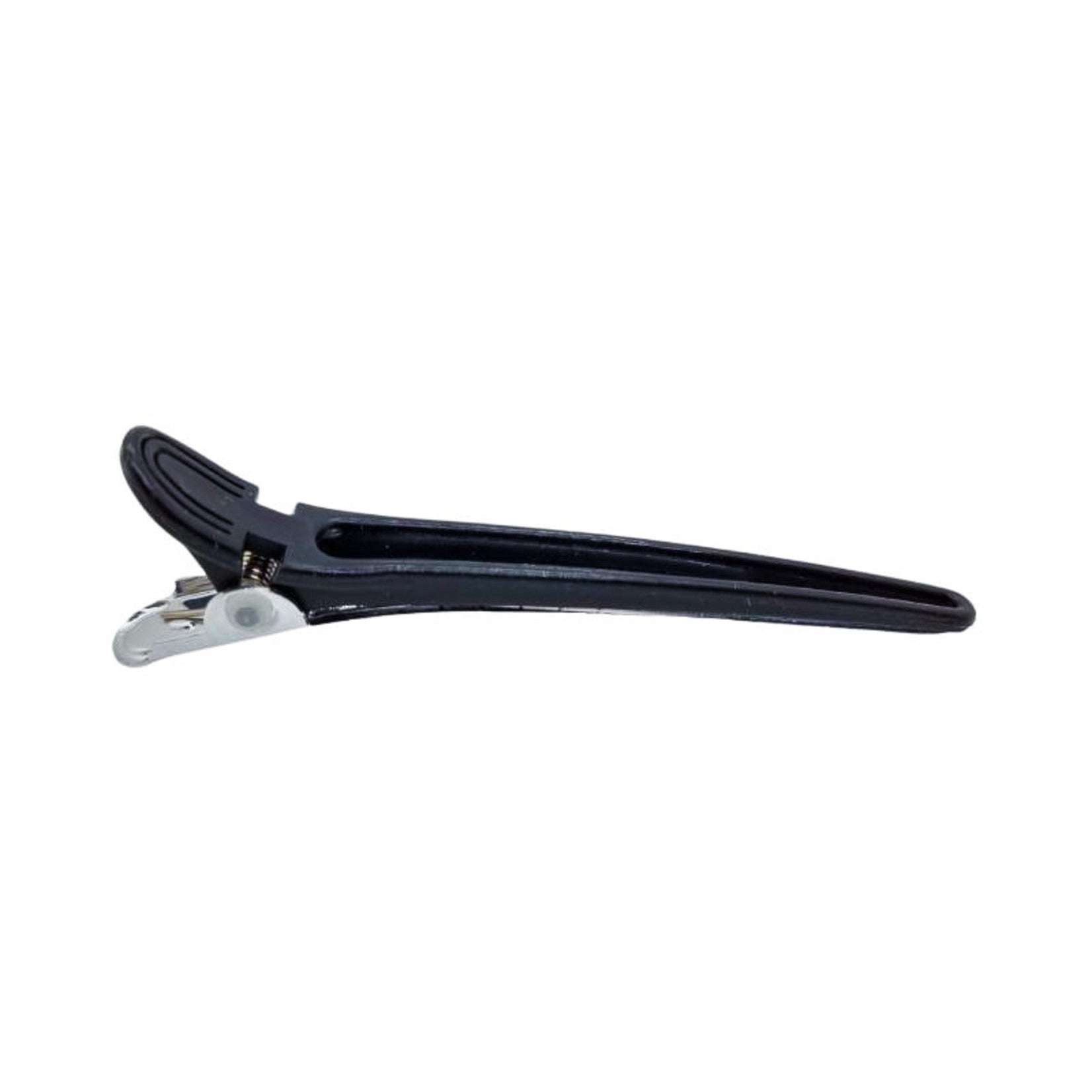 Black sectioning clip on a white background