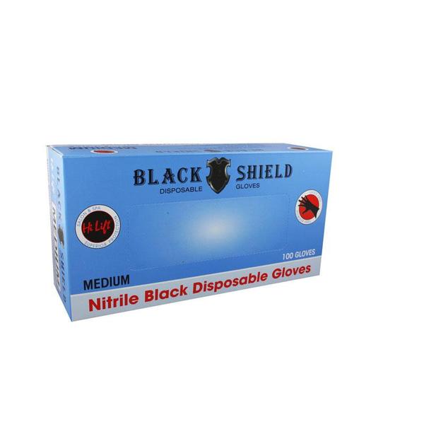 Nitrile Gloves BLACK 100 pack ~ Black Shield by Hi Lift