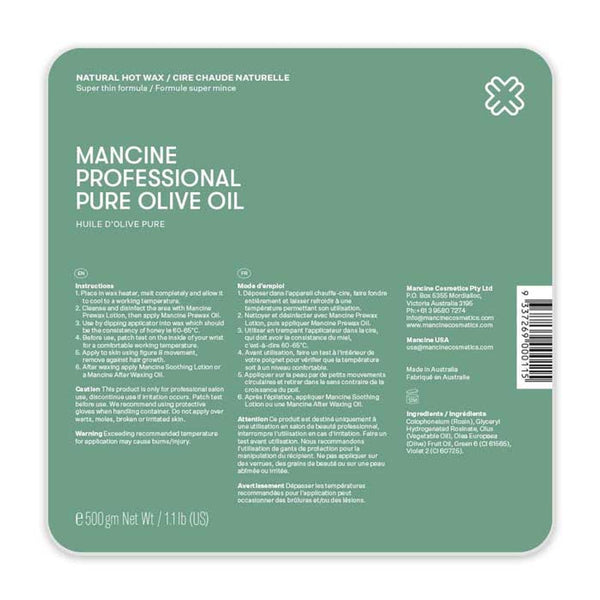 MANCINE - Hot Wax Pure Olive Oil 500g