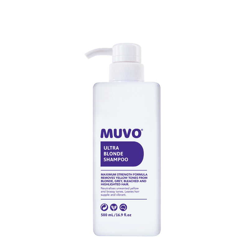 MUVO Ultra Blonde Shampoo is a maximum strength formula that neutralises unwanted yellow and brassy tones, leaving hair supple and vibrant.