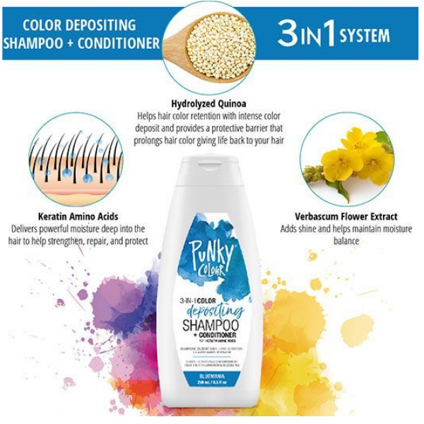 Punky Colour Depositing Shampoo + Conditioner -  Bluemania 250ml