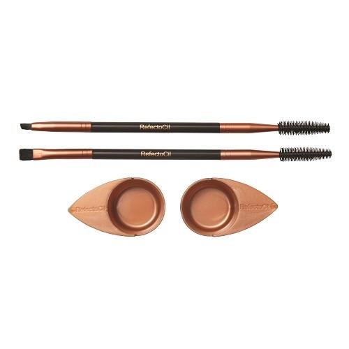 RefectoCil Browista Tool Kit with Dual Angled Brushes, Rubber Spoolie Ends, and Rose Gold Application Dishes for Professional Lash and Brow Tinting